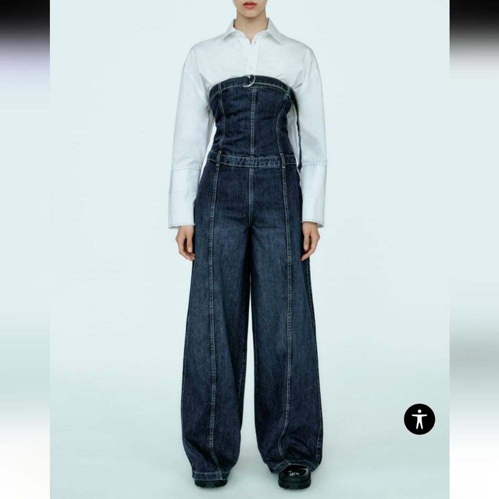 Zara Blue Wide Leg Jumpsuit